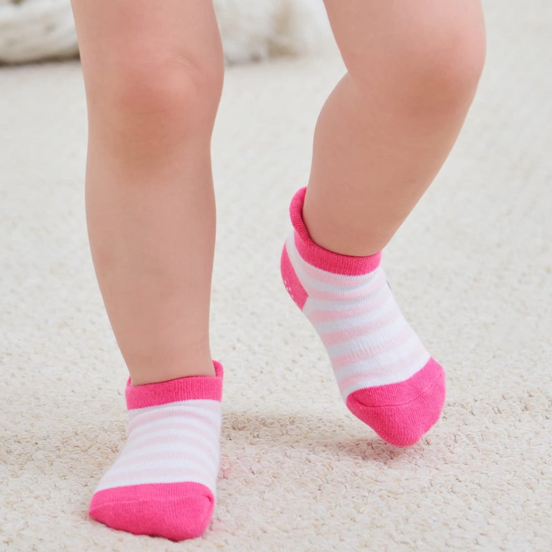 Zaples Baby Girls Non Slip Grip Ankle Socks with Non Skid Soles for Infants Toddlers, Girl Stripes, 12-36 Months - Image 5